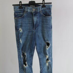 Express Women's Distressed Denim Dark Wash Skinny Jean Size 6R